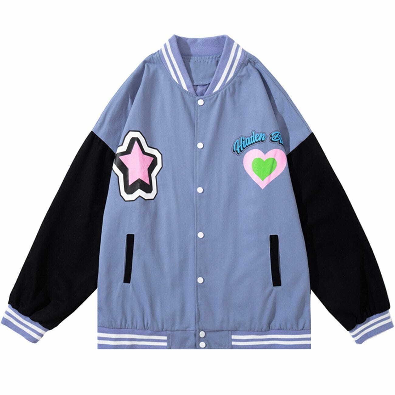 Y2K Grunge Varsity Jacket - Retro 90s Fashion Foam Print for Summer Party Outfits