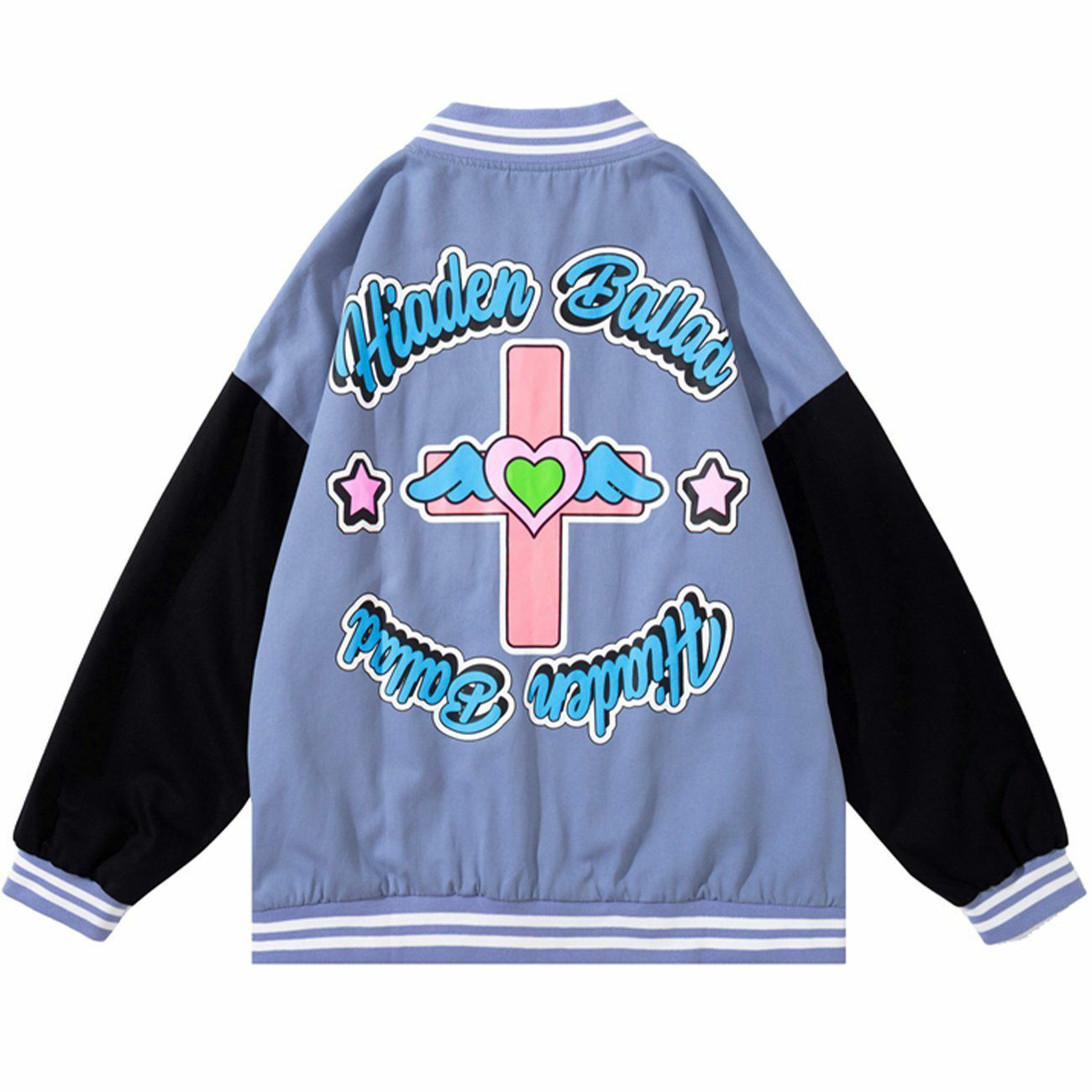 Y2K Grunge Varsity Jacket - Retro 90s Fashion Foam Print for Summer Party Outfits