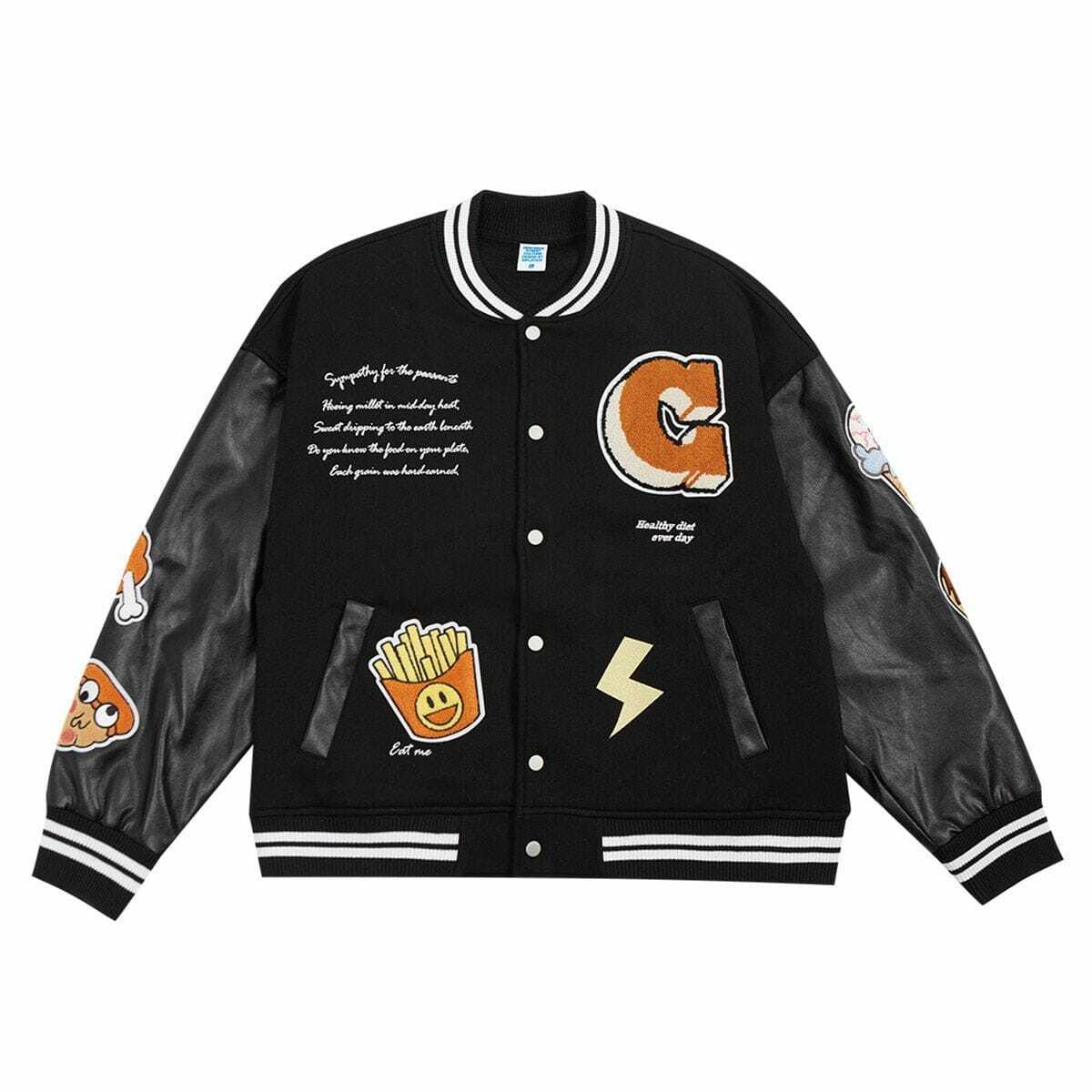 Y2K Grunge Varsity Jacket - Retro 90s Summer Outfit for Y2K Party & Club Vibes