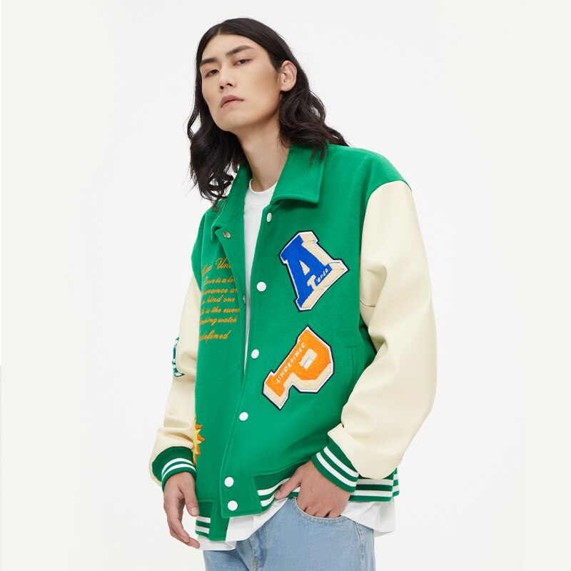 Y2K Grunge Varsity Jacket with Letter Embroidery - Retro 90s Fashion Statement Piece