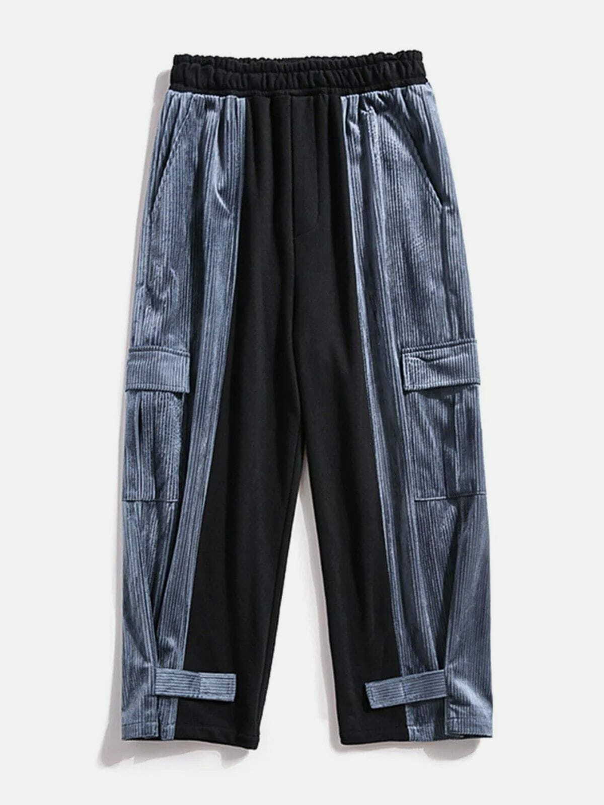 Y2K Grunge Velcro Corduroy Pants - Retro 90s Summer Outfit for Y2K Party & Club Vibes