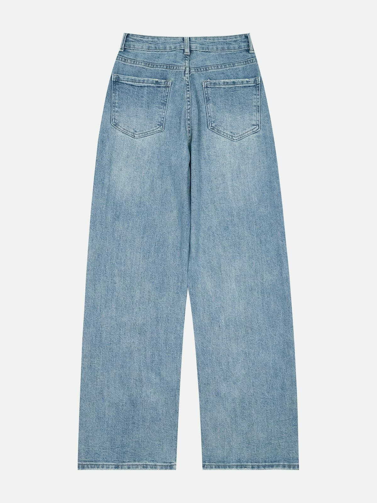 Y2K Grunge Vertical Pocket Jeans - Retro 90s Summer Outfit for Y2K Party & Club Vibes