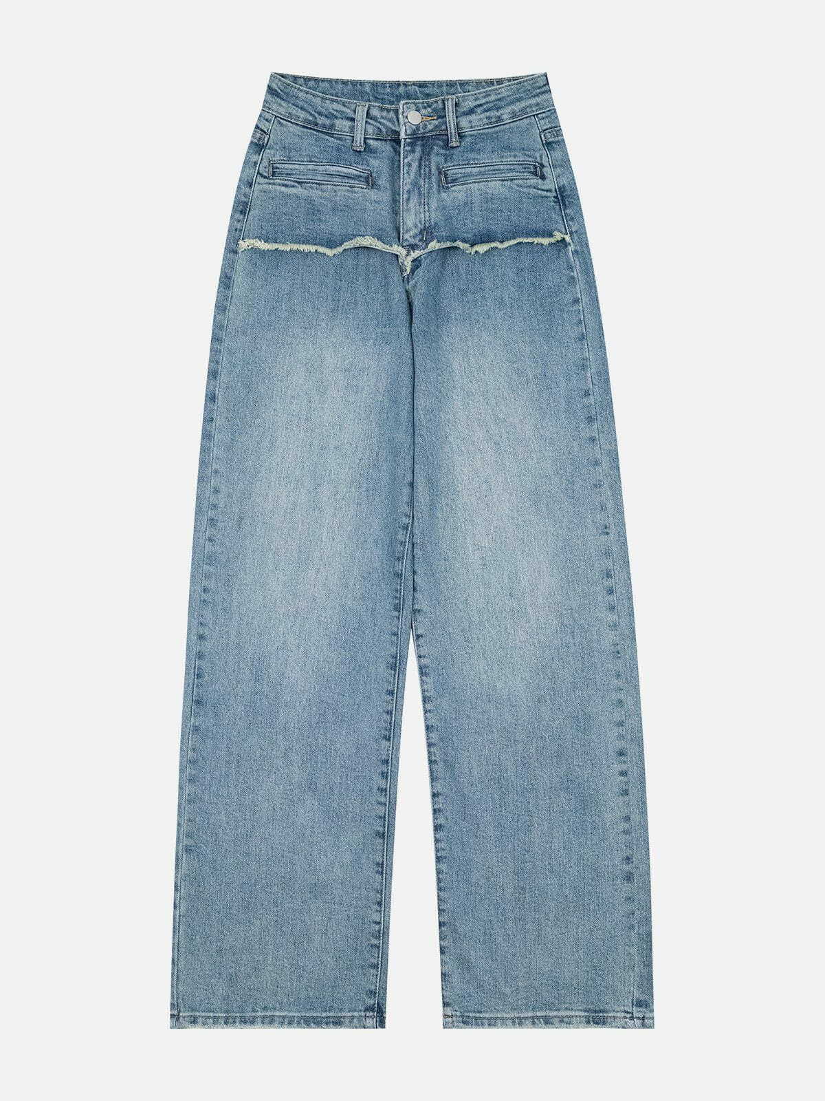 Y2K Grunge Vertical Pocket Jeans - Retro 90s Summer Outfit for Y2K Party & Club Vibes