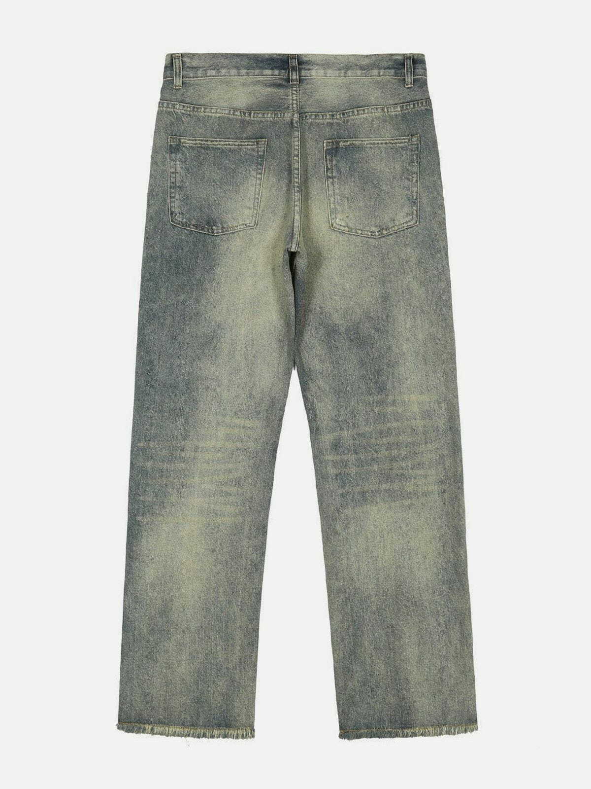 Y2K Grunge Wash Hole Jeans - Retro 90s Summer Outfit for Y2K Party & Club Vibes