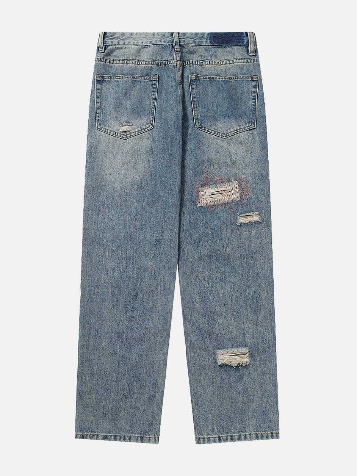 Y2K Grunge Washed Hole Jeans - Retro 90s Summer Outfit for Y2K Party & Club Vibes