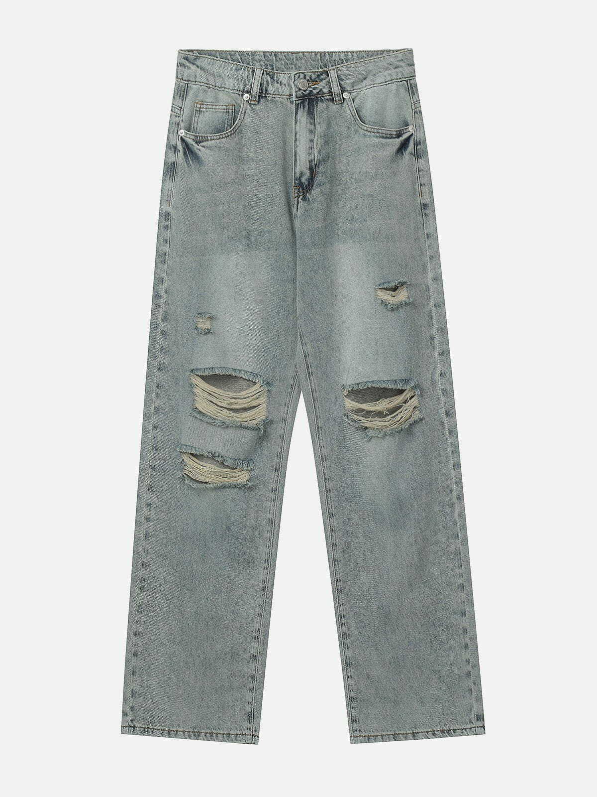 Y2K Grunge Washed Holes Jeans - Retro 90s Summer Outfit for Y2K Party & Club Vibes