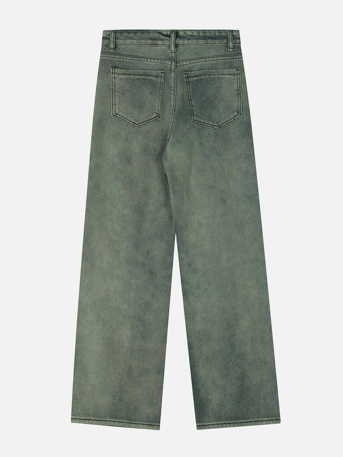 Y2K Grunge Washed Raw Edges Jeans - Retro 90s Summer Outfit for Y2K Style Lovers