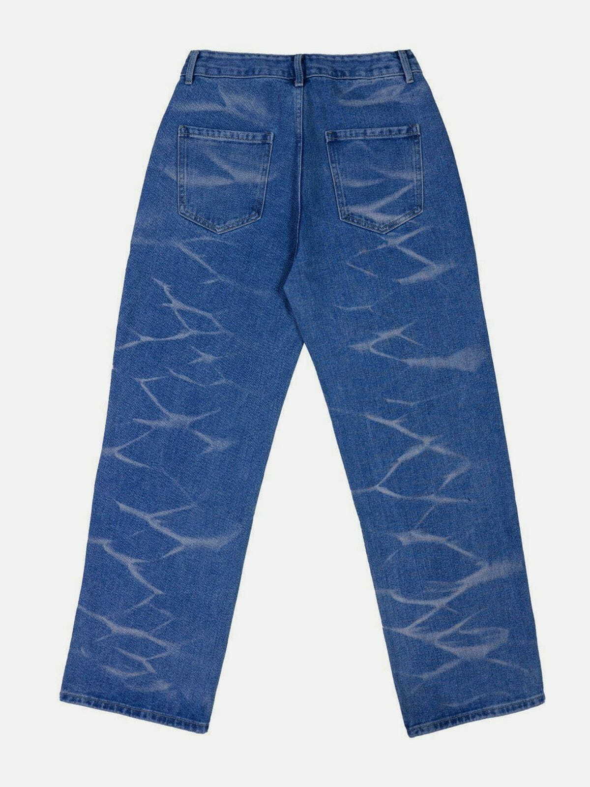 Y2K Grunge Water Ripples Jeans - Retro 90s Summer Outfit for Y2K Party & Club Vibes