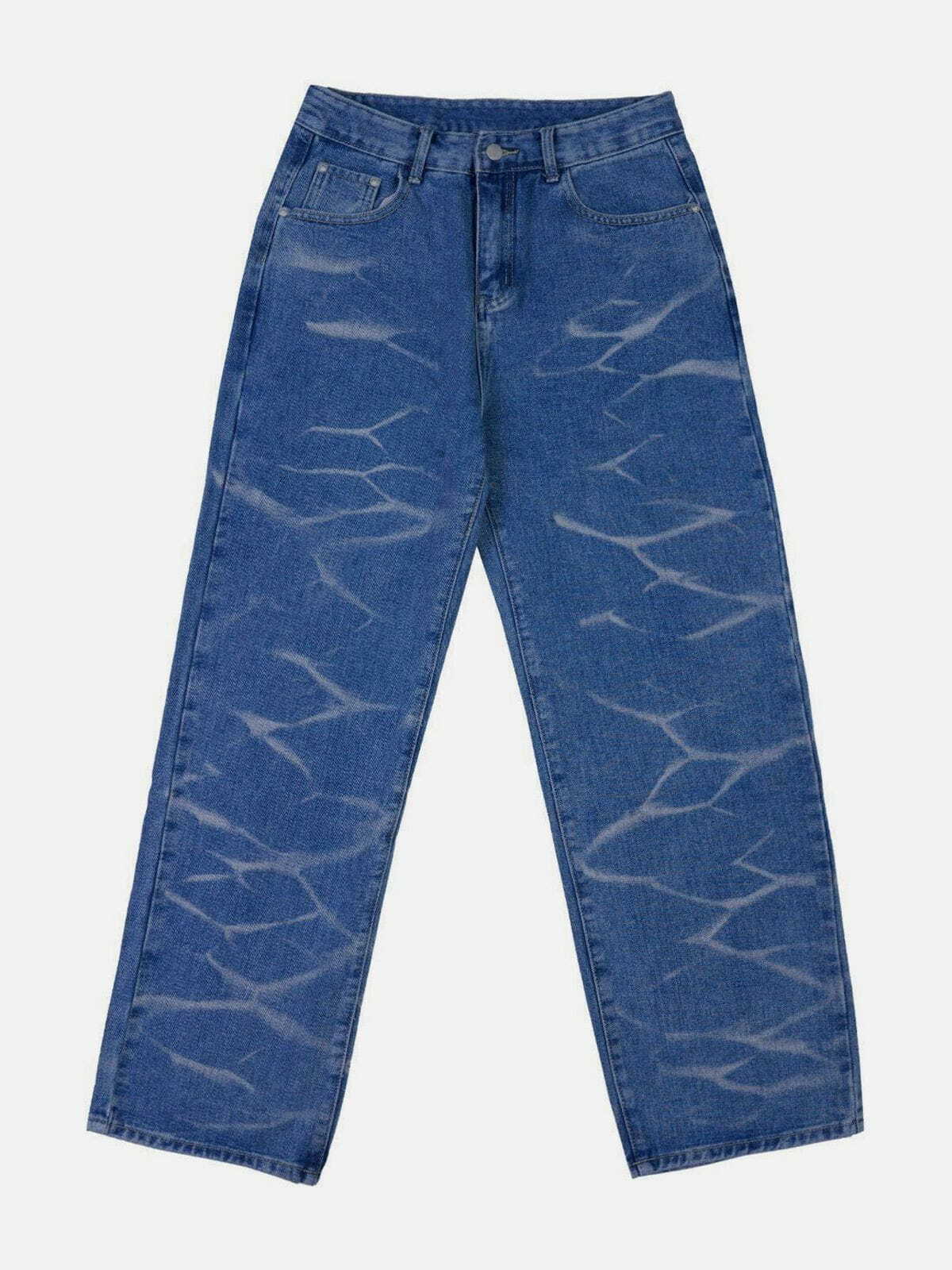 Y2K Grunge Water Ripples Jeans - Retro 90s Summer Outfit for Y2K Party & Club Vibes