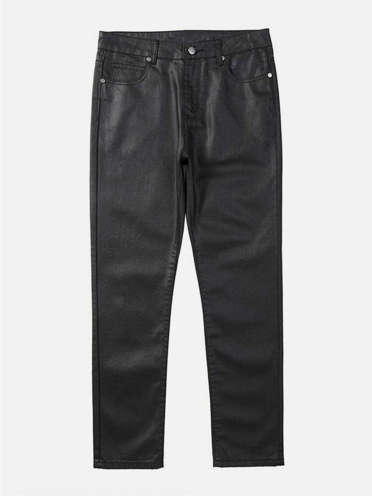 Y2K Grunge Waxed Slim Pants - Retro 90s Summer Outfit for Party & Club Vibes