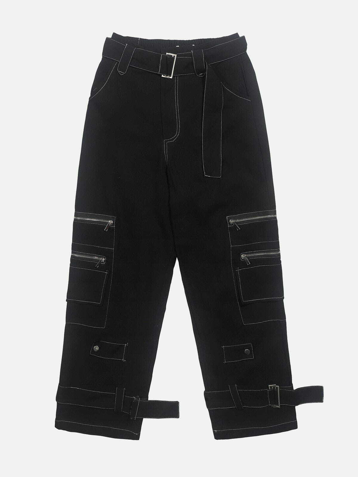 Y2K Grunge Zip Design Pants - Retro 90s Summer Outfit, Y2K Party & Club Style