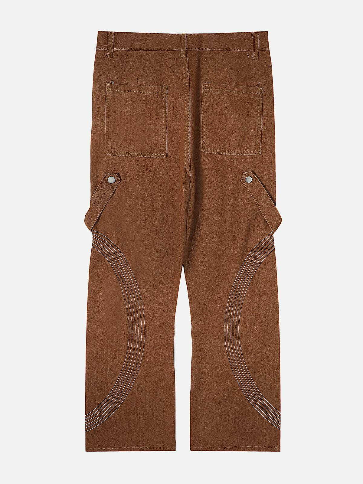 Y2K Grunge Zip Embroidery Pants - Retro 90s Summer Outfit for Y2K Party & Club Vibes