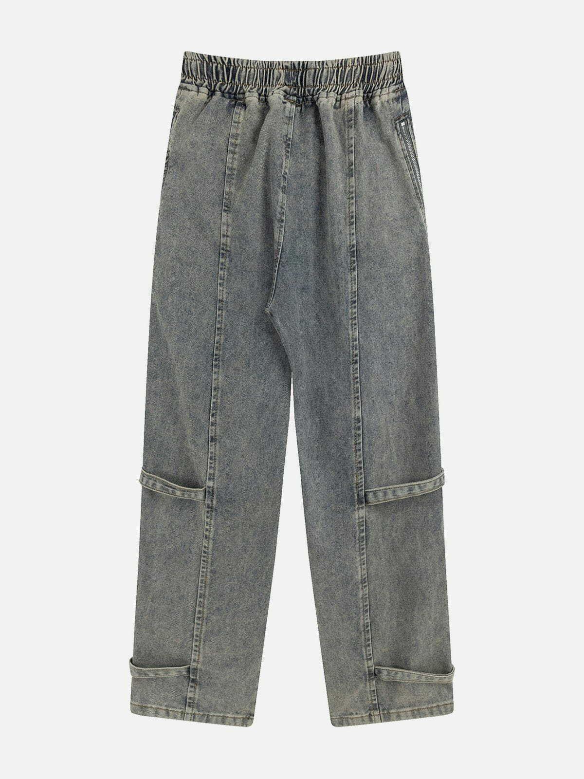 Y2K Grunge Zip Up Button Jeans - Retro 90s Summer Outfit for Y2K Party & Club Looks