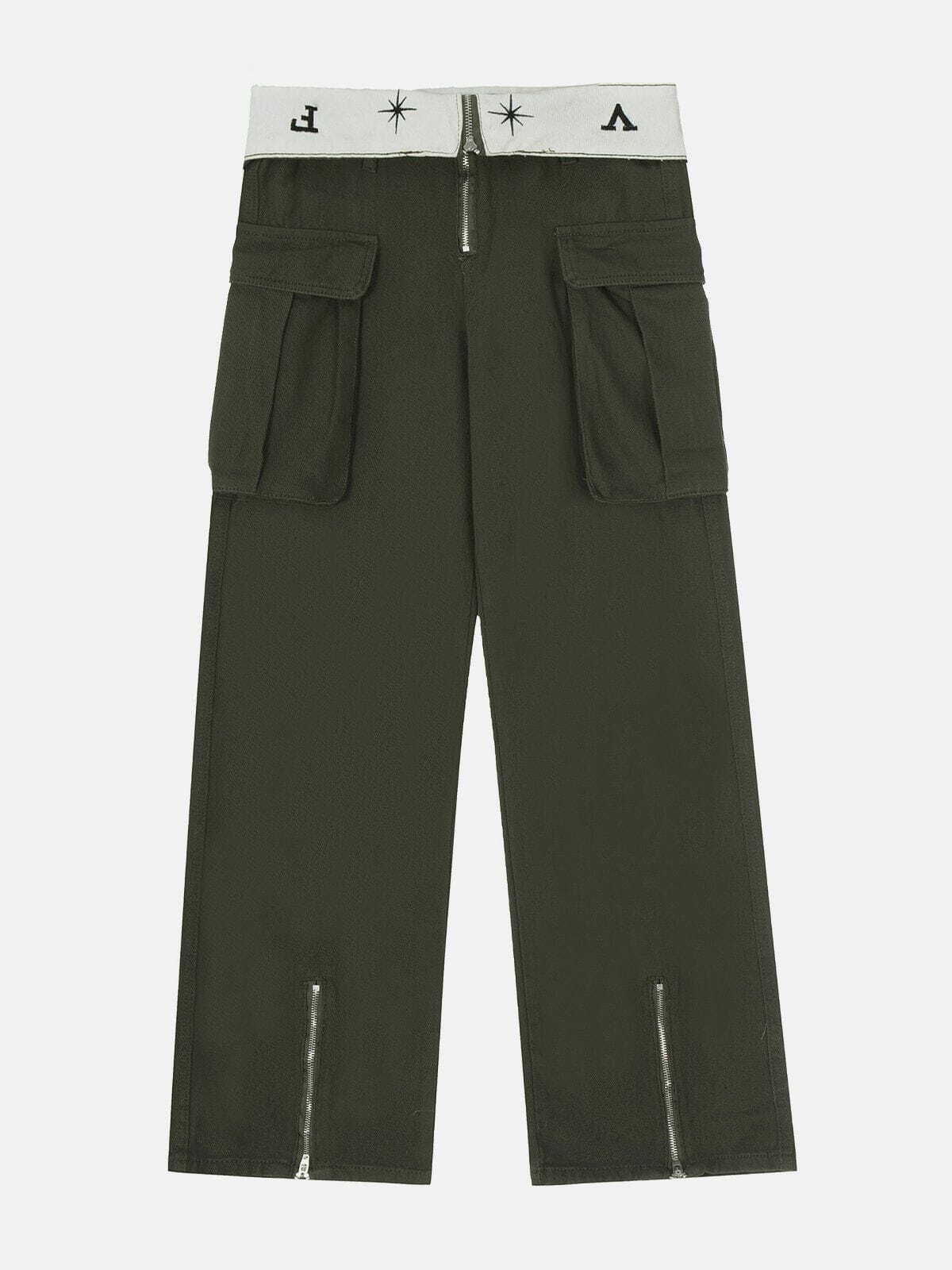 Y2K Grunge Zip-Up Cargo Pants for Summer, Retro 90s Style, Y2K Party & Club Outfits