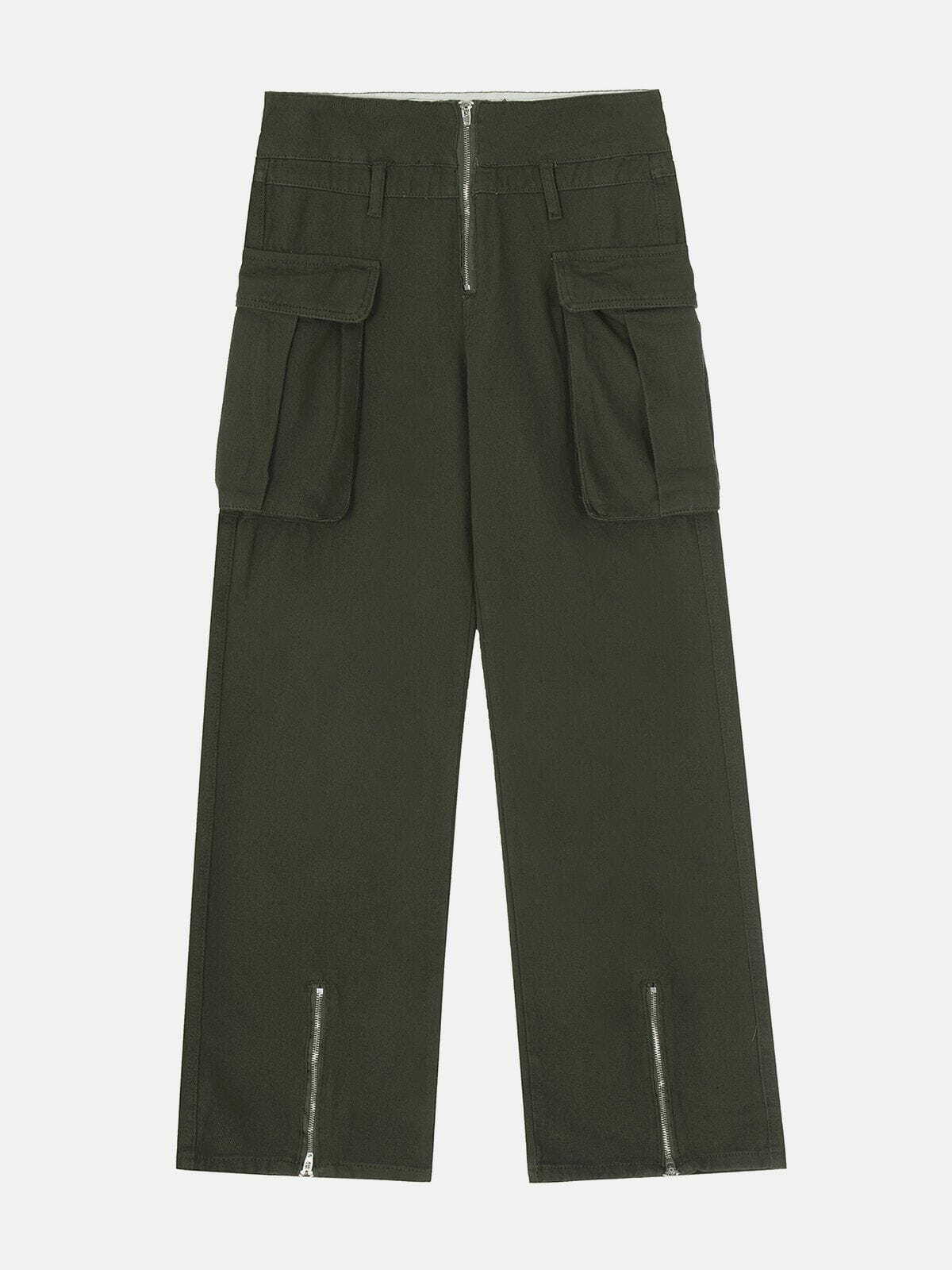 Y2K Grunge Zip-Up Cargo Pants for Summer, Retro 90s Style, Y2K Party & Club Outfits