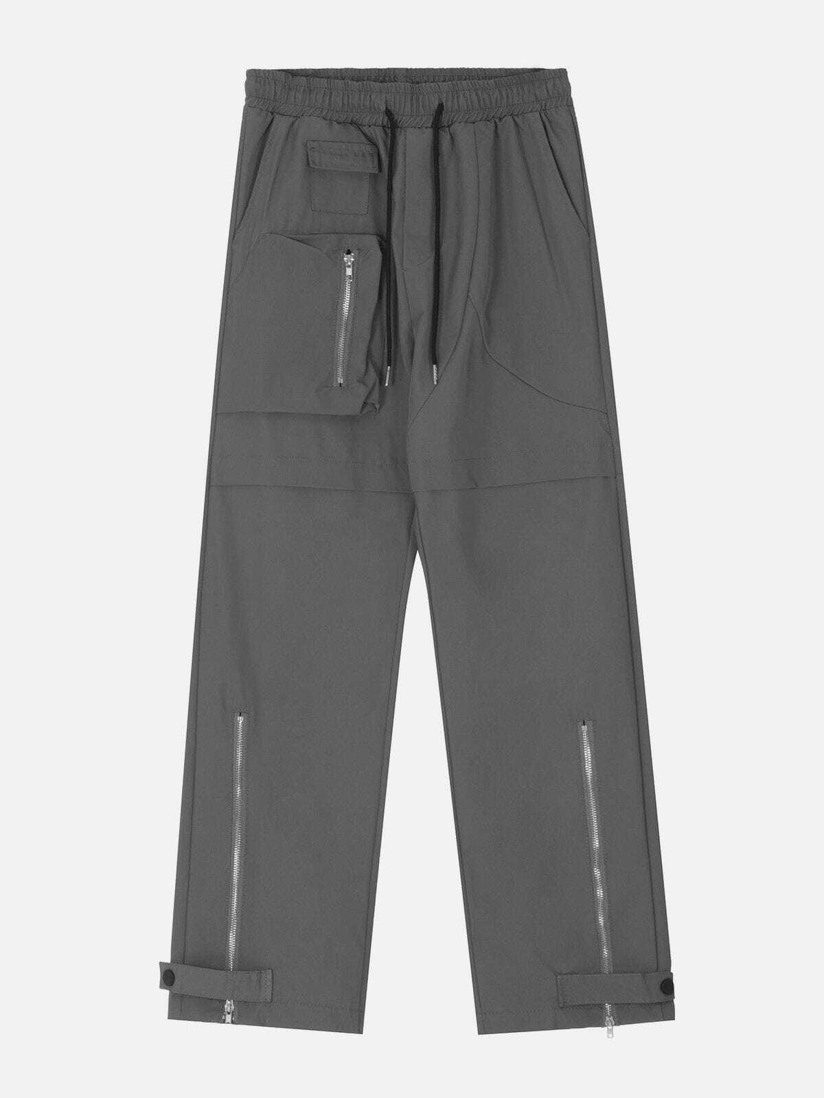 Y2K Grunge Zip-Up Pants with Large Pockets - Retro 90s Summer Outfit Essential