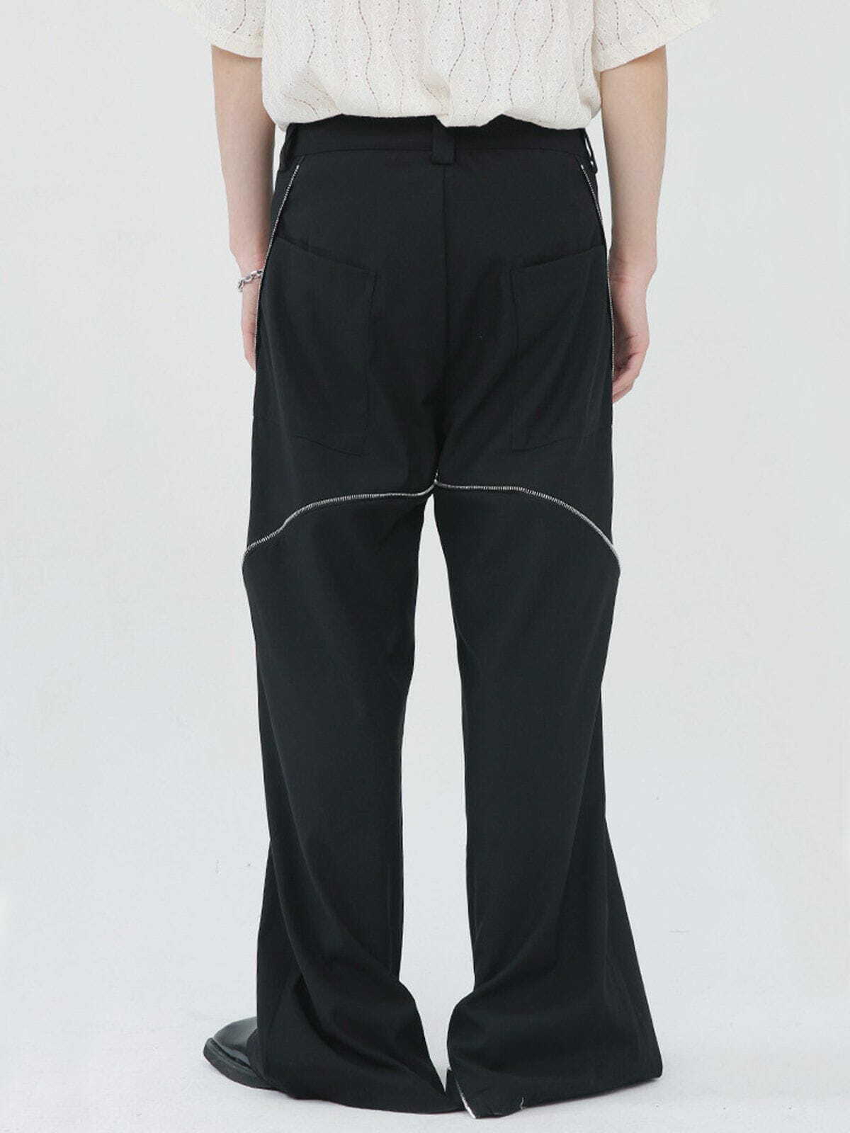 Y2K Grunge Zip Up Split Pants - Retro 90s Summer Outfit, Y2K Party & Club Style