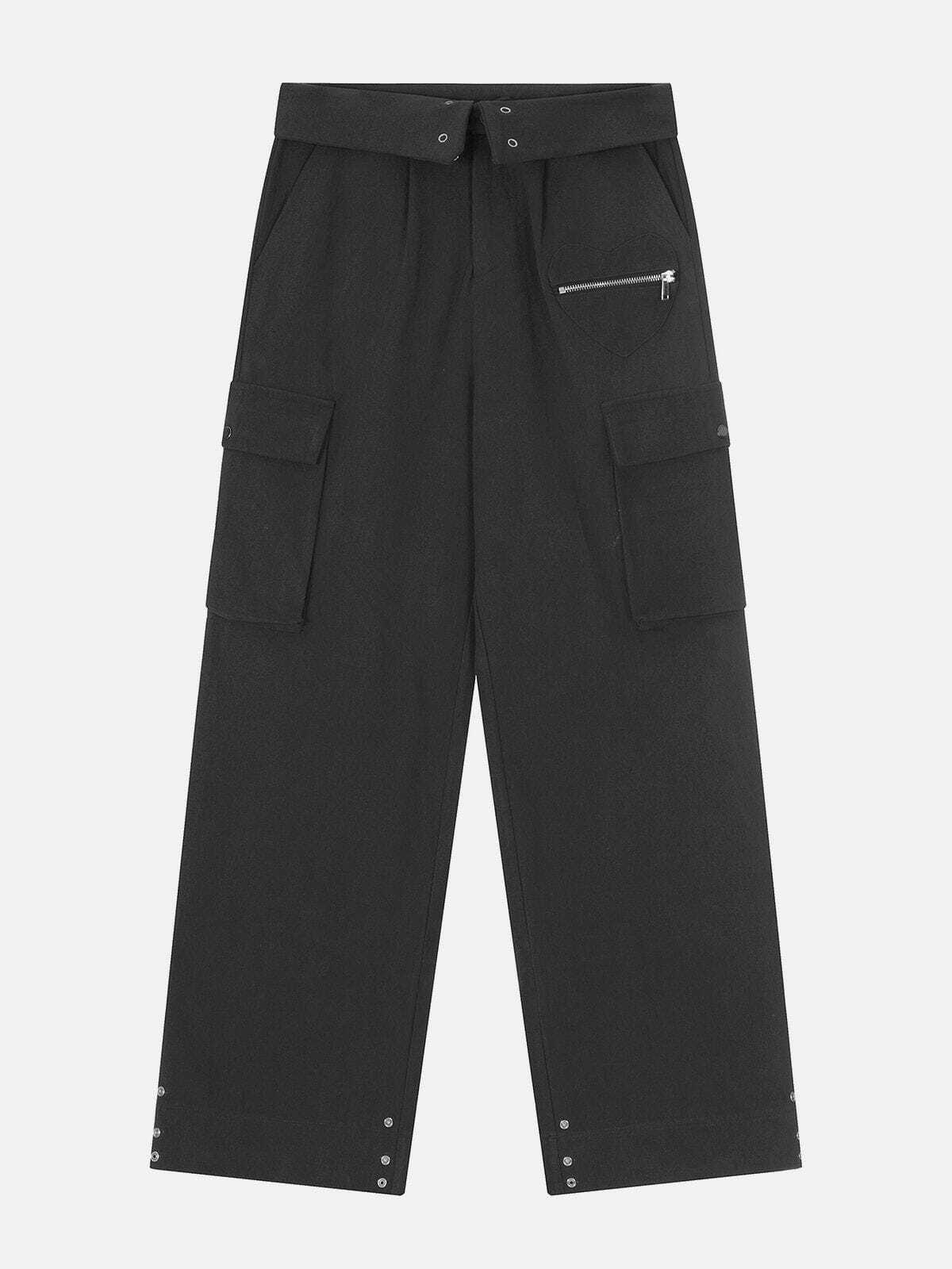 Y2K Grunge Zipper Pocket Cargo Pants - Retro 90s Summer Outfit for Y2K Style Lovers