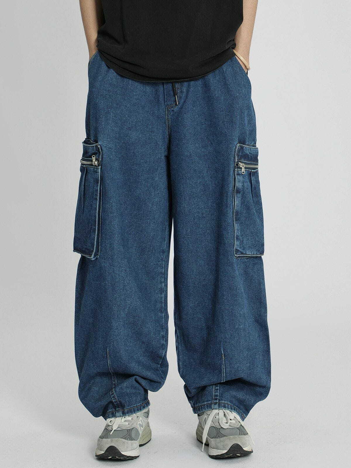 Y2K Grunge Zipper Pocket Jeans - Retro 90s Summer Outfit for Y2K Party & Club Looks