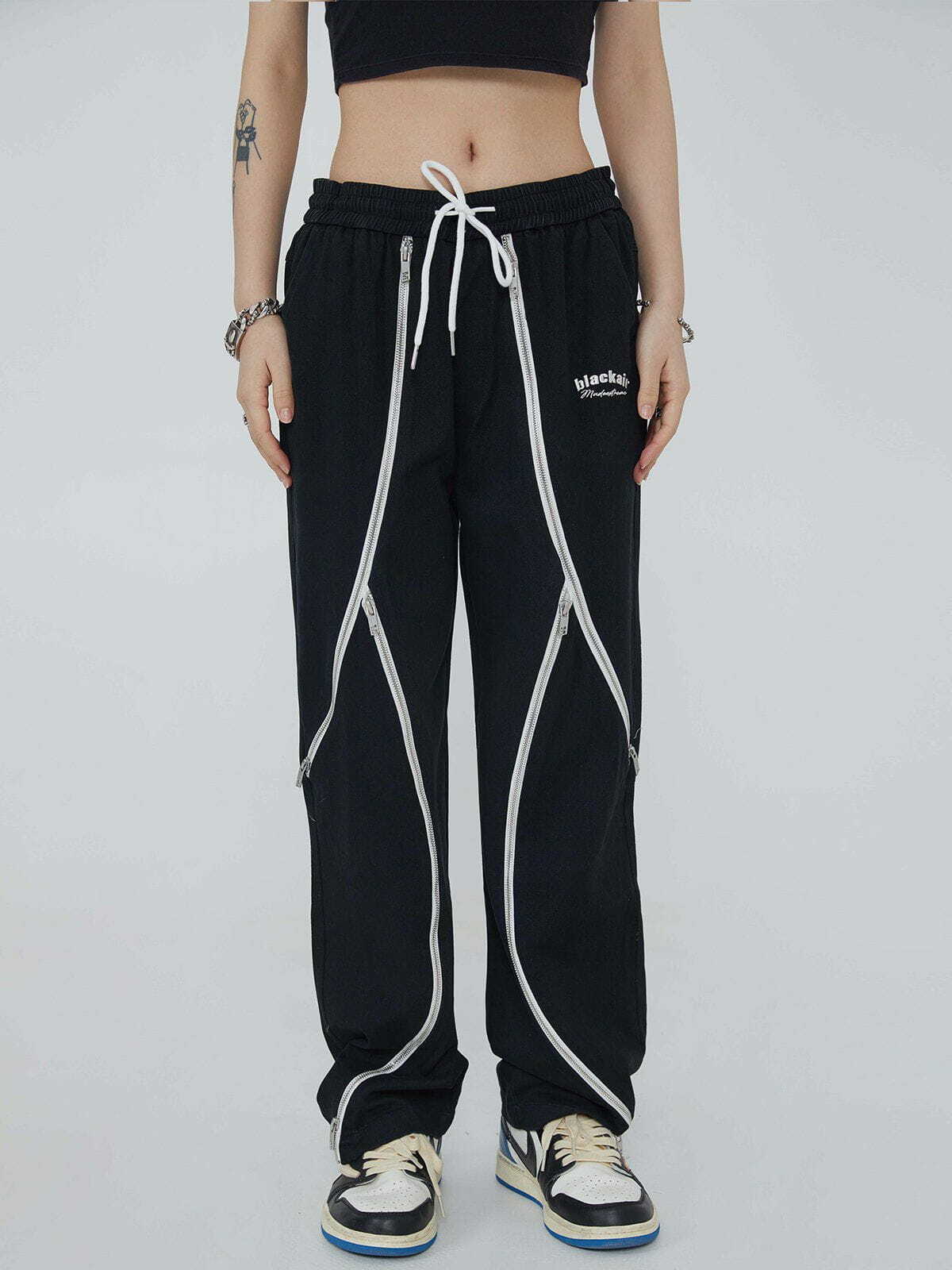 Y2K Grunge Zipper Stitching Pants - Retro 90s Summer Outfit for Y2K Party & Club Looks