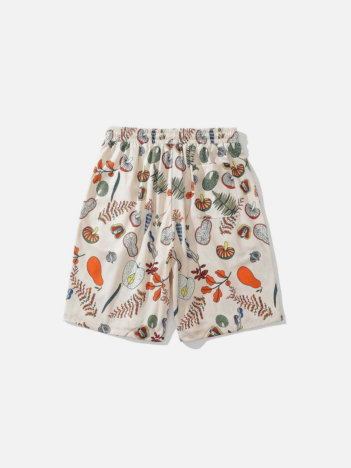 Y2K Hand Drawn Plants Shorts - Retro 90s Grunge Summer Outfit for Y2K Vibes