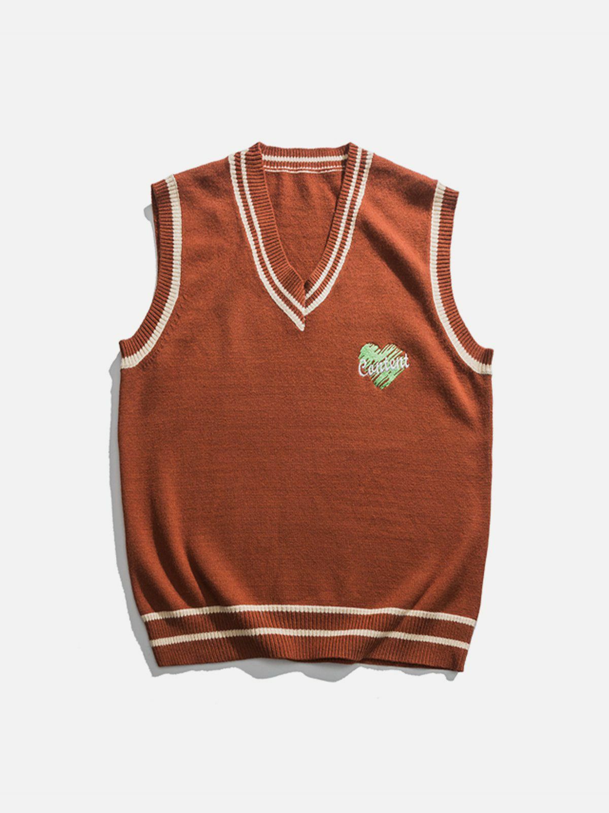 Y2K Heart Embroidered Sweater Vest - Retro 90s Grunge Outfit for Summer Parties & Clubbing