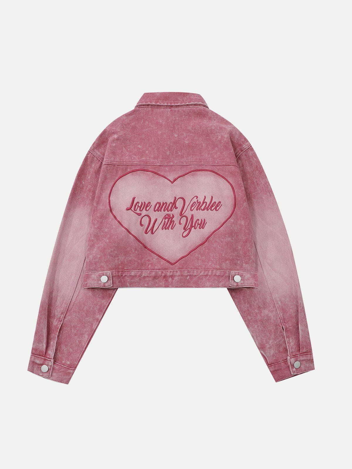 Y2K Heart Embroidery Jacket - Retro Grunge Style for Summer Parties & 90s Outfits