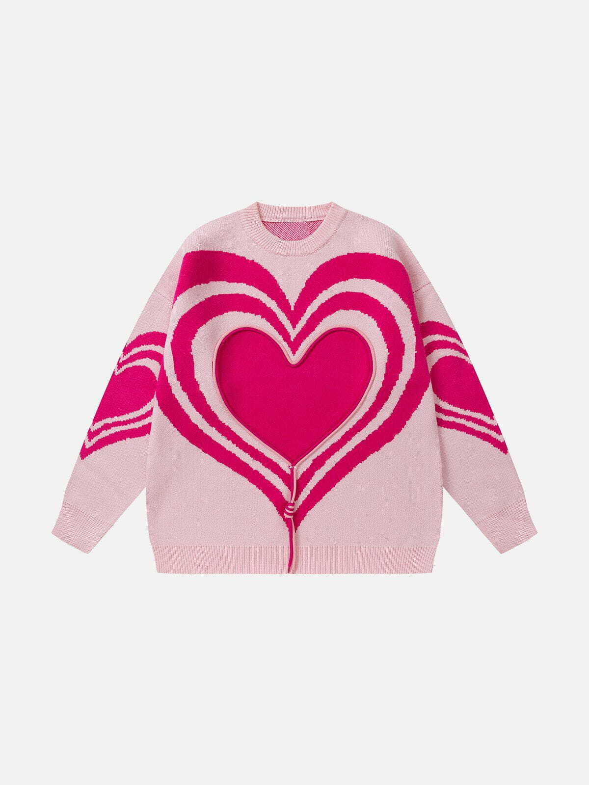 Y2K Heart Graphic Sweater - Retro 90s Grunge Top for Summer Parties & Casual Outfits