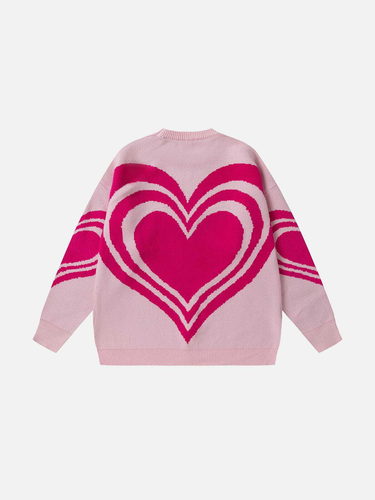 Y2K Heart Graphic Sweater - Retro 90s Grunge Top for Summer Parties & Casual Outfits