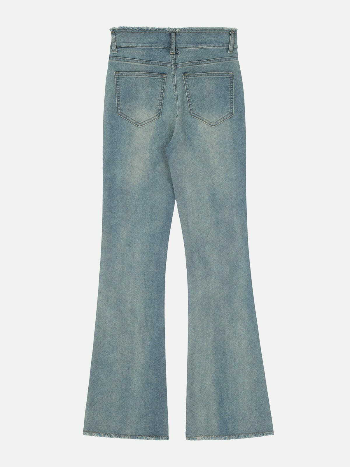 Y2K High Rise Flared Jeans - Retro 90s Grunge Outfit Essential for Summer Parties