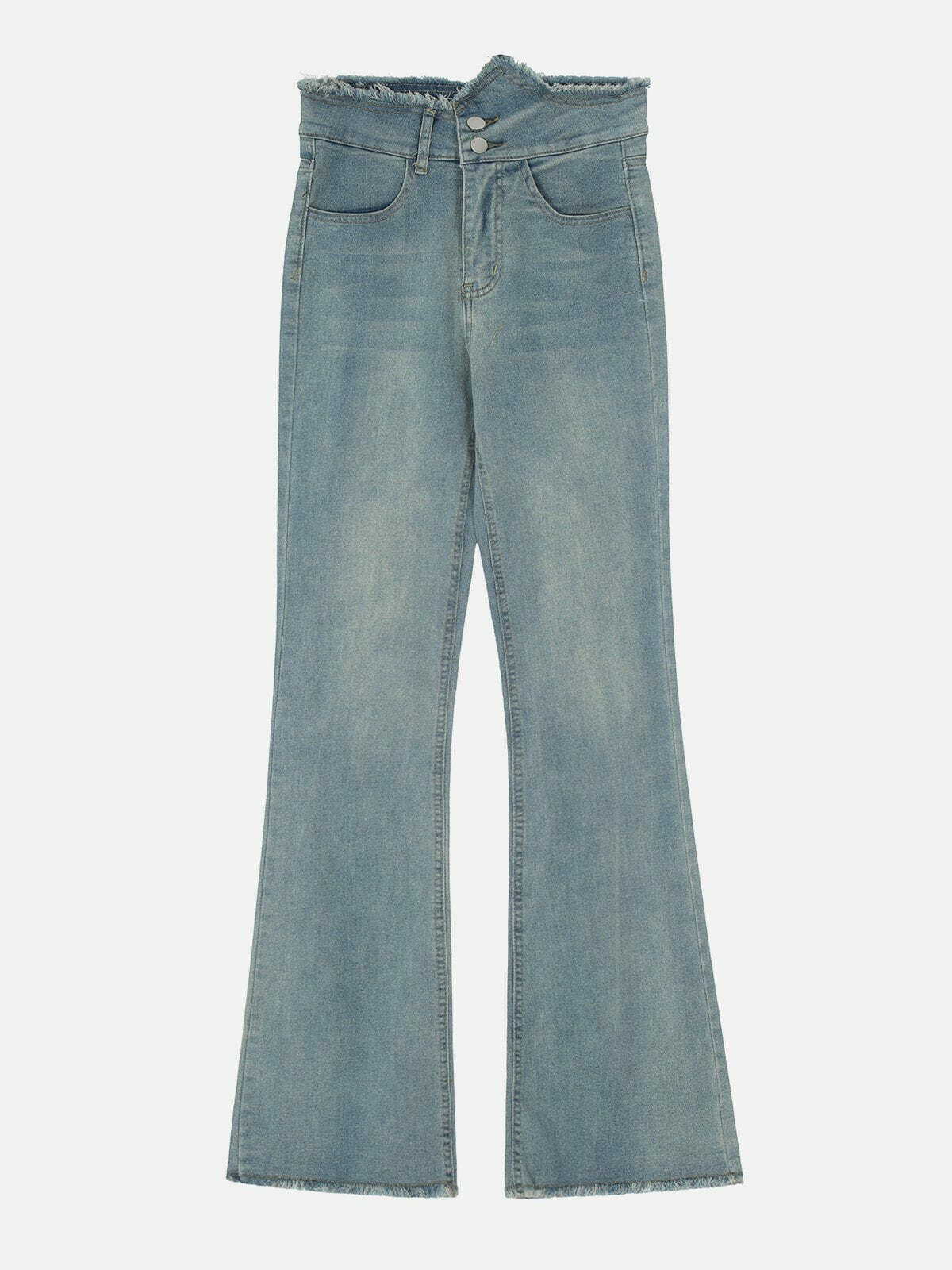 Y2K High Rise Flared Jeans - Retro 90s Grunge Outfit Essential for Summer Parties