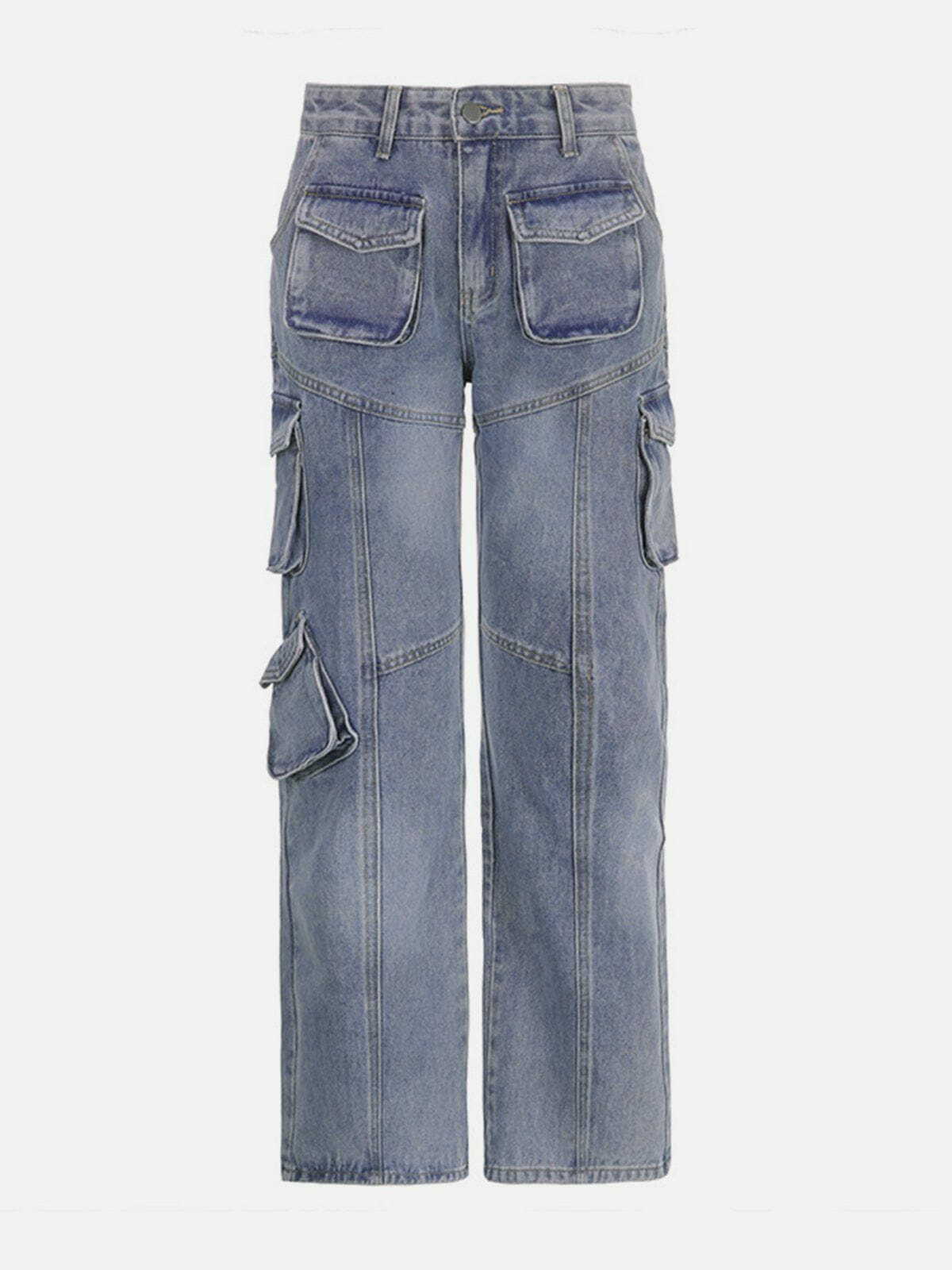 Y2K High Rise Straight Leg Jeans - Retro 90s Patchwork Grunge Outfit for Summer Parties