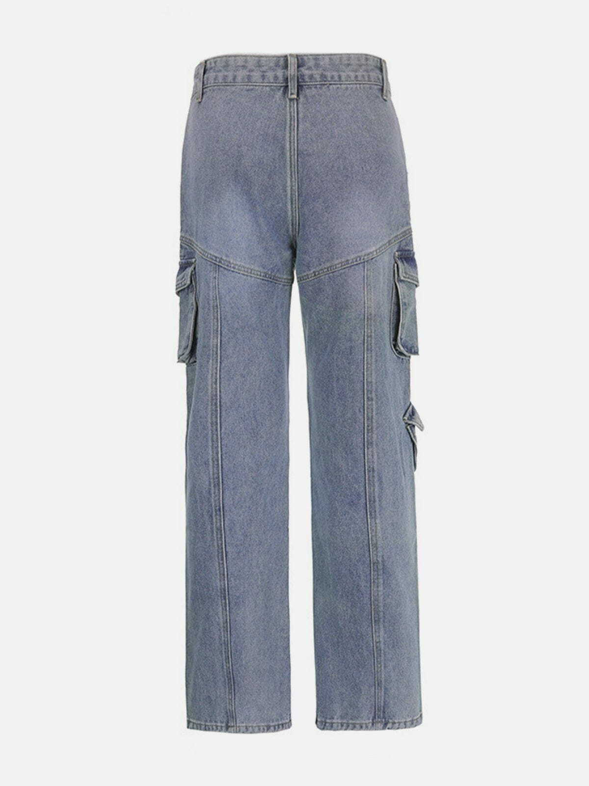 Y2K High Rise Straight Leg Jeans - Retro 90s Patchwork Grunge Outfit for Summer Parties