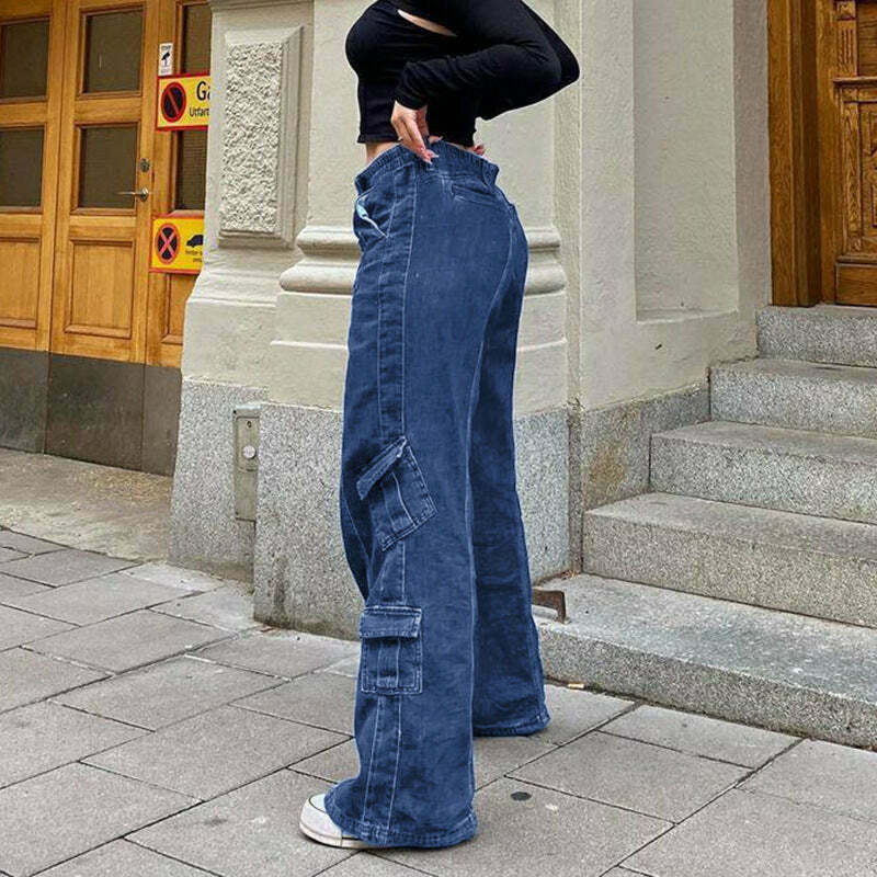 Y2K High Waist Jeans - Vintage Grunge Style, Cute Aesthetic Denim for Trendy Outfits