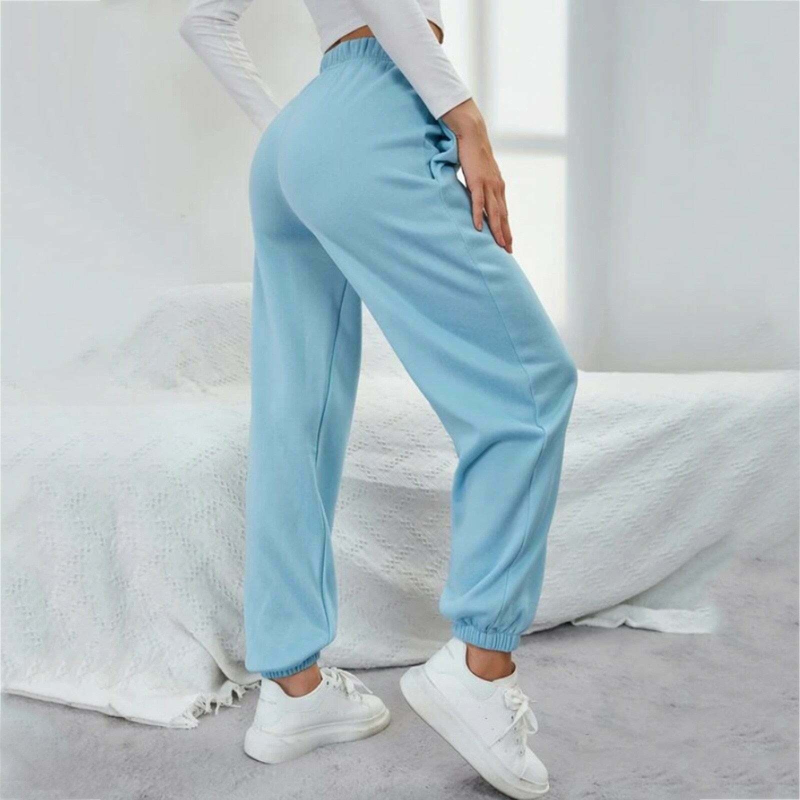 Y2K High Waist Yoga Sweatpants with Pockets - Comfy Grunge Aesthetic Activewear