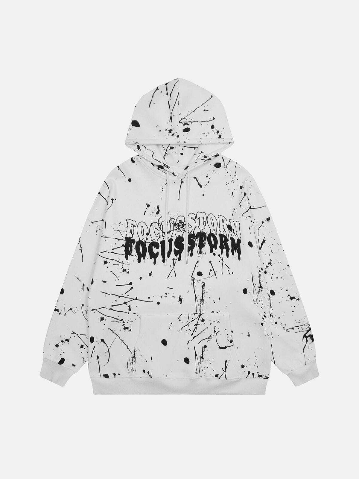 Y2K Hip Hop Paint Splatter Hoodie - Retro 90s Grunge Style for Summer Parties & Outfits