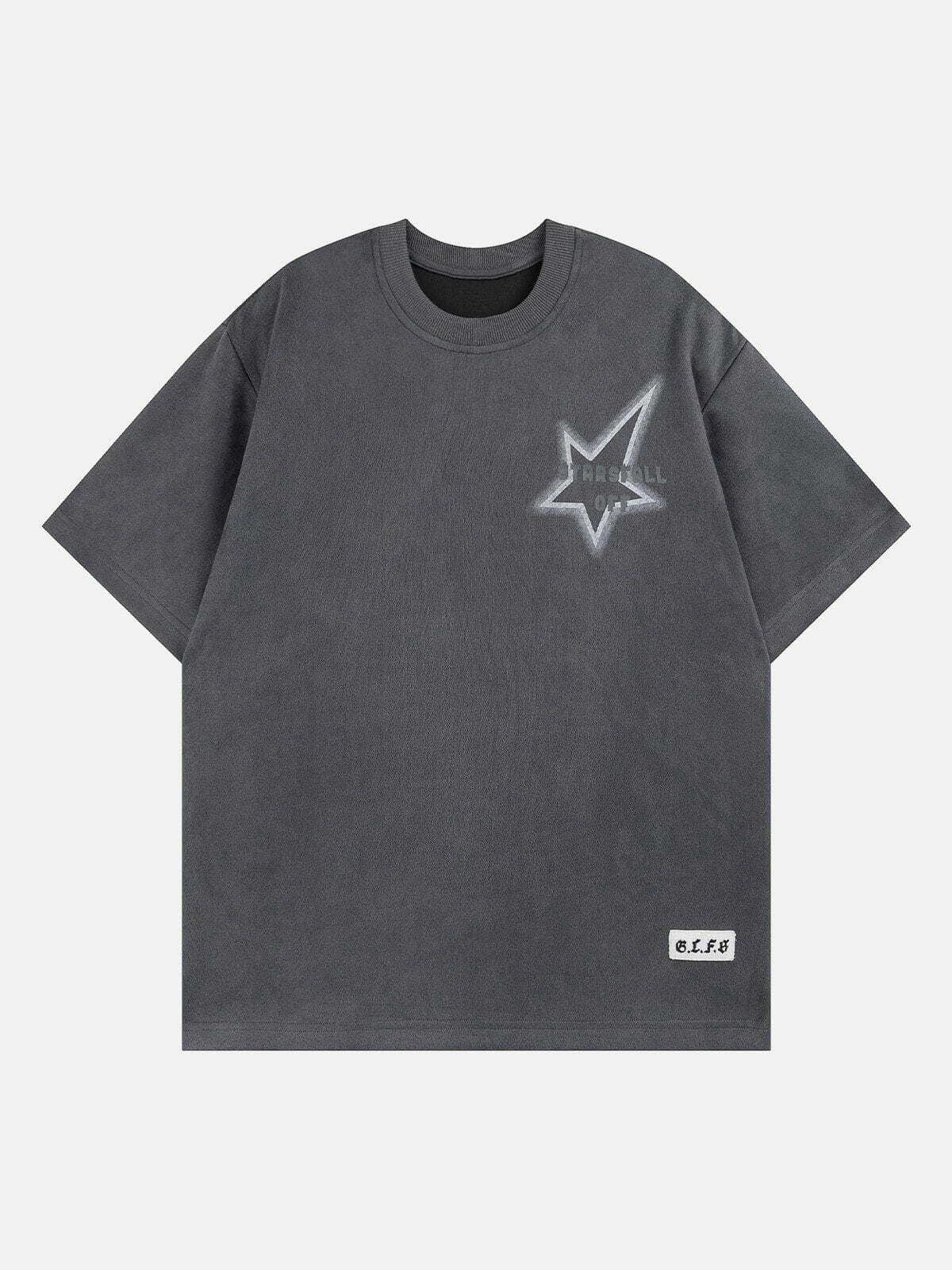 Y2K Irregular Stars Print Tee - Retro 90s Grunge Top for Summer Party Outfits