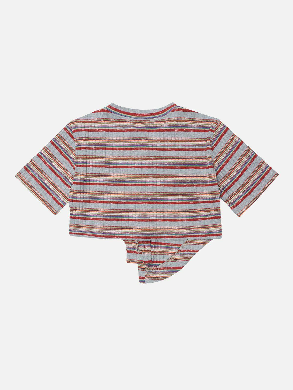 Y2K Irregular Stripes Tee - Retro 90s Grunge Top for Summer Outfits & Party Looks