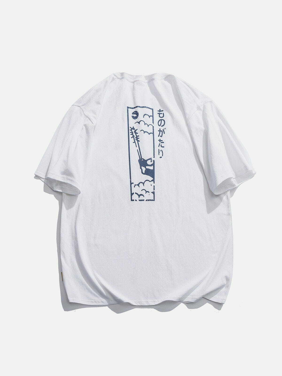 Y2K Japanese Font Print Tee - Retro 90s Grunge Summer Outfit for Y2K Party & Club Looks