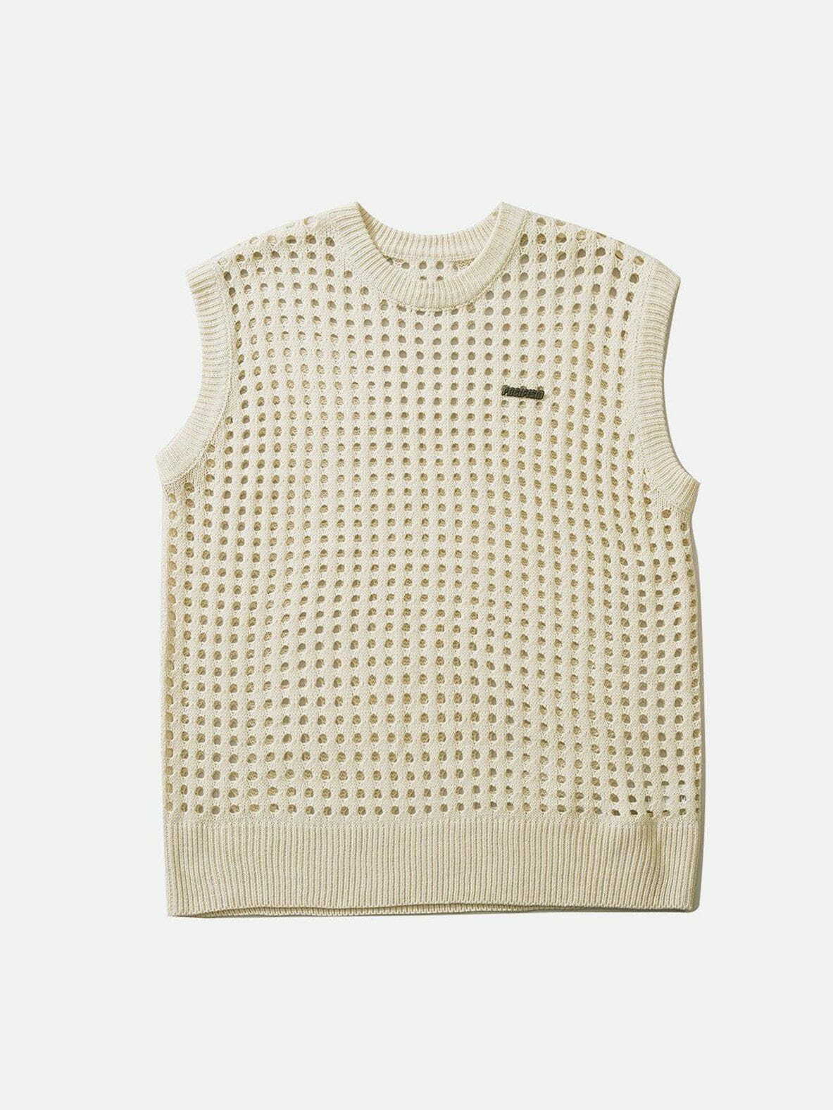 Y2K Knitted Cutout Sweater Vest - Retro 90s Grunge Top for Summer Party Outfits