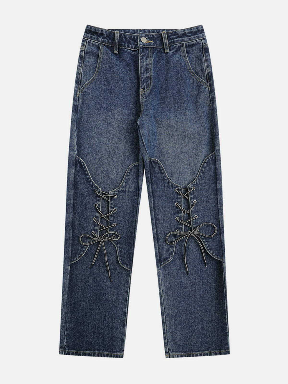 Y2K Lace-Up Jeans: Retro 90s Grunge Outfit for Summer Parties & Club Looks