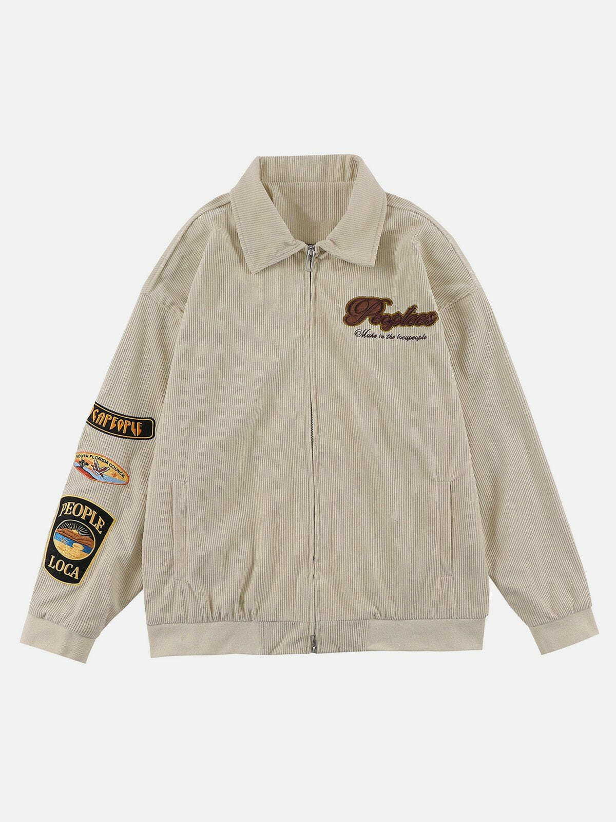 Y2K Landscape Embroidery Jacket - Retro 90s Grunge Outfit for Summer Parties & Festivals