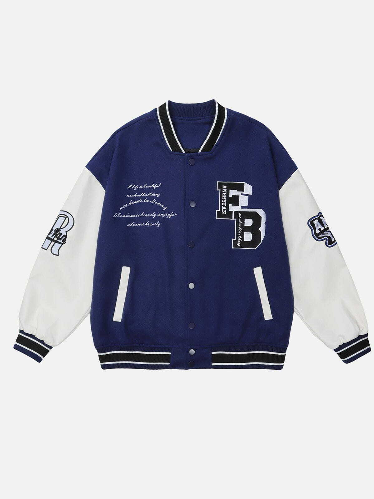 Y2K Letter-Embroidered Baseball Jacket - Retro 90s Grunge Outfit for Summer Parties