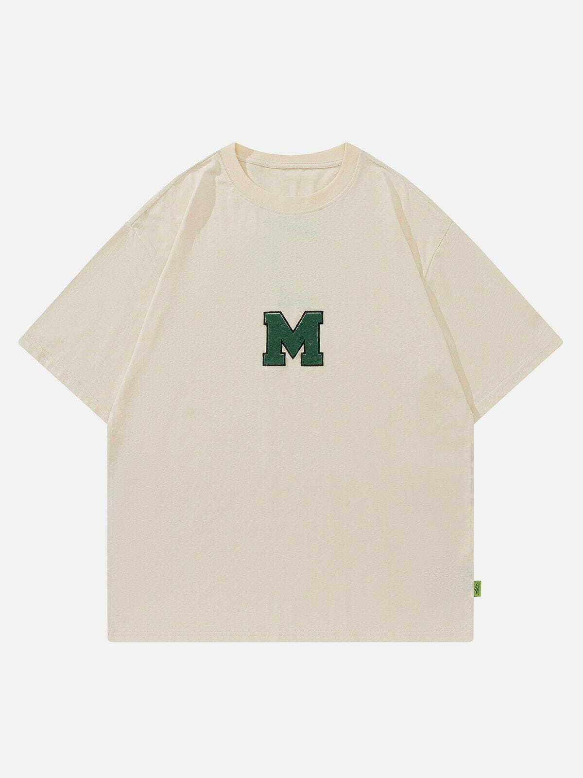 Y2K Letter M Print Tee - Retro 90s Grunge Top for Summer Parties & Outfits