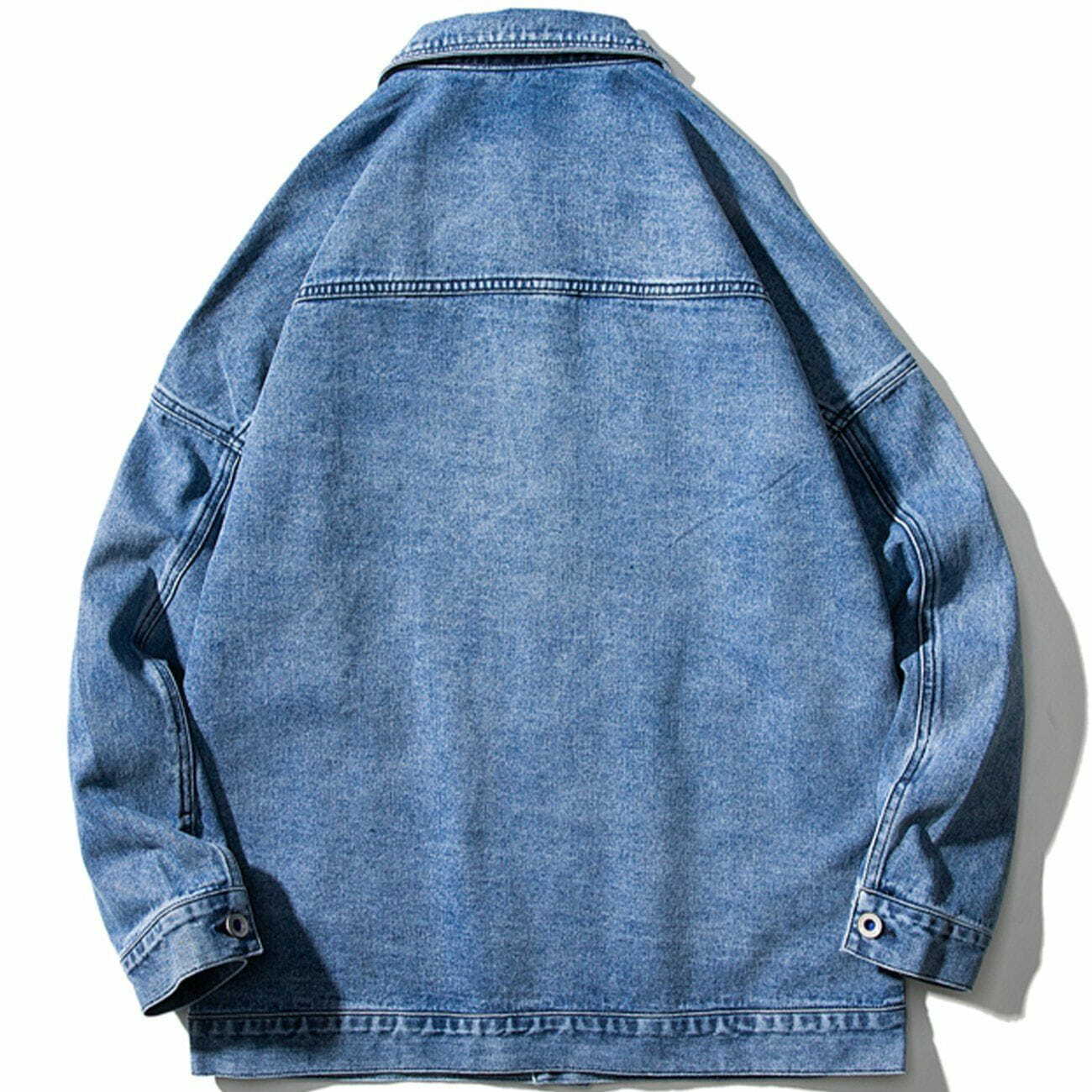 Y2K Letter Print Denim Jacket - Retro 90s Grunge Style for Summer Outfits & Parties