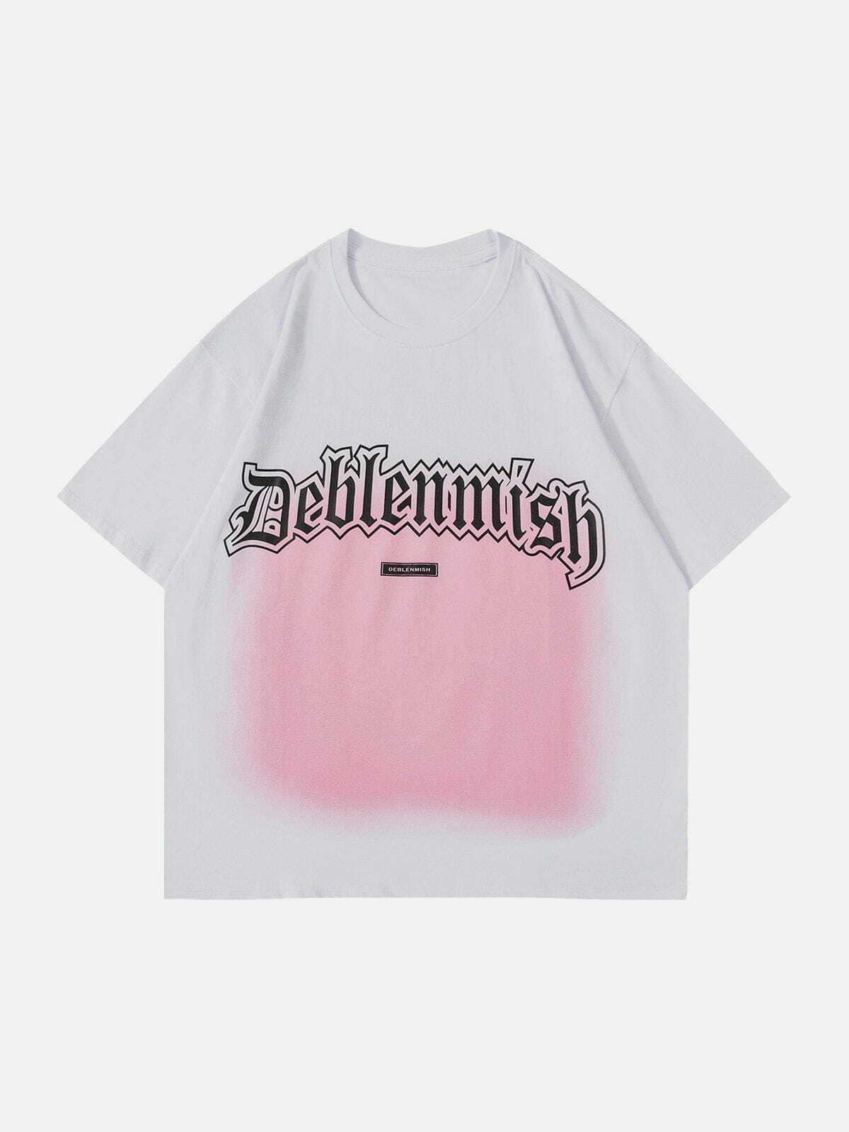 Y2K Letter Print Gradient Tee - Retro 90s Grunge Top for Summer Party Outfits