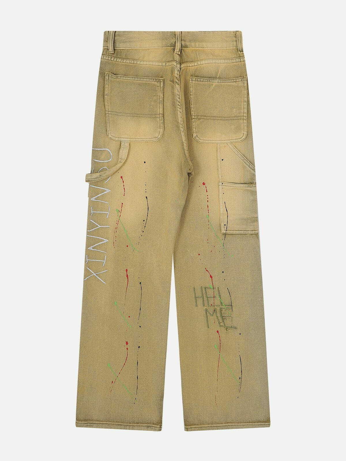 Y2K Letter Print Jeans: Retro 90s Grunge Outfit for Summer Parties & Club Looks