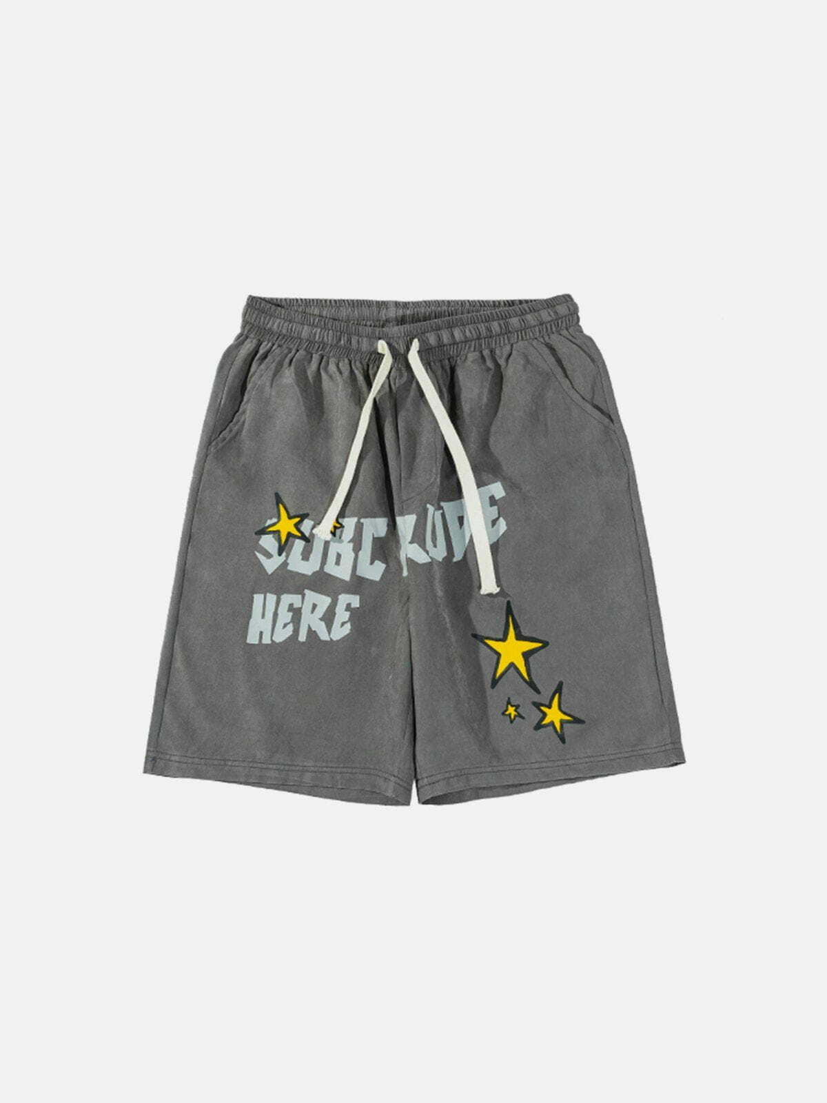 Y2K Letter Stars Graphic Shorts - Retro 90s Grunge Summer Outfit for Trendy Women