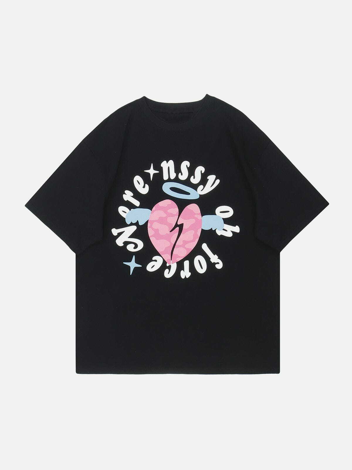 Y2K Love Angel Print Baby Tee - Retro 90s Grunge Summer Outfit for Y2K Vibes