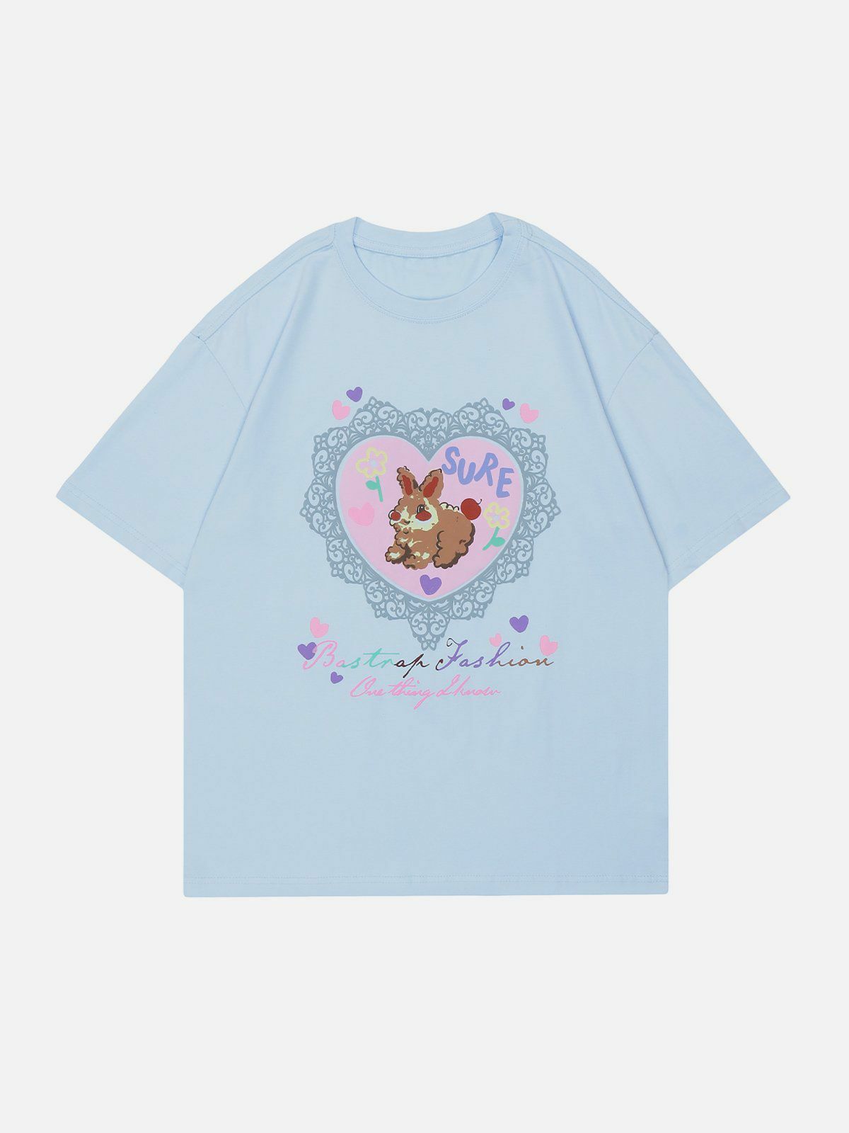 Y2K Love Bunny Print Baby Tee - Retro 90s Grunge Summer Outfit for Y2K Vibes